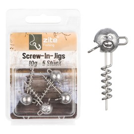 Zite Fishing Screw-In Jigs 5-20g Pack of 5 | Screw Jig Heads Lead Durable Predator Fishing | Screw Spiral Rubber Fish System | Corkscrew Screw Jig Heads Pike, Zander, Perch Fishing (10g)