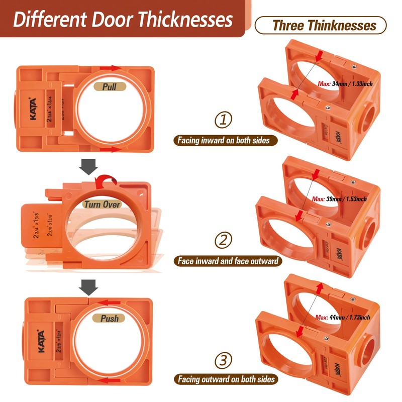 KATA 1-3/8" - 1-3/4" Door Lock Installation Kit with Large