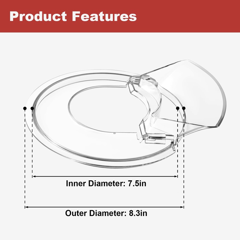 3.5 Qt Pouring Shield for KitchenAid Artisan Mini Tilt-Head Mixer