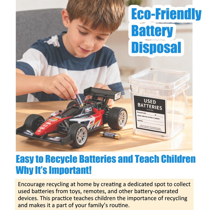 Battery Recycling Container with Battery Testers for Household Batteries, QHAND