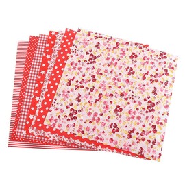 TOPINCN Pack of 7 50 x 50 cm Cotton Fabrics DIY Flowers Dots Assorted Squares Pre-Cut Quarter Bundle Cotton Quilt Fabric Sewing Quilting Patchwork (Red)