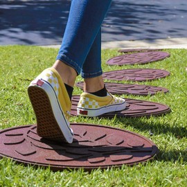 REVTIME Rubber Garden Stepping Stone with Olive Leaves Design 17-3/8", 3/4" Thick for Home, Garden, Lawn (Pack of 6) Terra Cotta