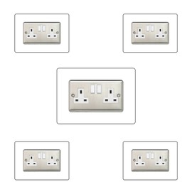 Ewolds 5x Double Socket Surround, Acrylic Back Panel or Plate, Protect Wall from Finger Prints, font colour:white