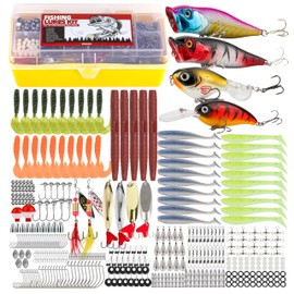 393PCS Fishing Lures Kit - Fishing Tackle Box Set Complete Freshwater & Saltwater Fishing Kit with Crankbaits, Spinnerbaits, Soft Worms, Jigs, Hooks, Weights, and More – Ideal Gift for Men