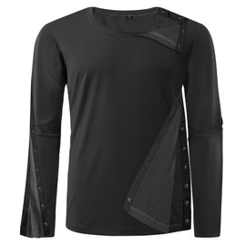 Unisex Post Shoulder Surgery Recovery Shirts - Full Tear Away Snap Long Sleeve Men Chemo Port Shirts for Men Women (US, Alpha, Medium, Regular, Regular, Black)