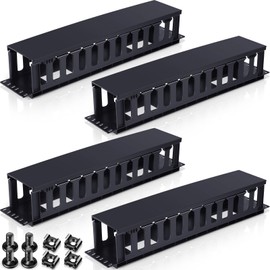 Taiyin 8 Pcs 2U Horizontal Mount Cable Management 19 Inch Cable Management Panel 12 Slot Cable Rack Cable Duct Organizer Server Cable Raceways with Cover for Wire Network Rack Wall Mount Shelf Mount