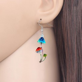 TIZURO Acrylic Cute Colorful Mushroom Earrings Fun Cartoon Plants Dangle Novelty Jewellry For Women Charms Gifts (Multi)