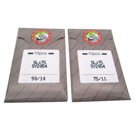 ckpsms Organ Needle - 20PCS 2054 SLx75 Flat Shank (in CKPSMS Clear Plastic Box) Compatible with/Replacement for Pfaff Brand Hobbylock 756 Singer 14U (Needle Size:11#+14#)