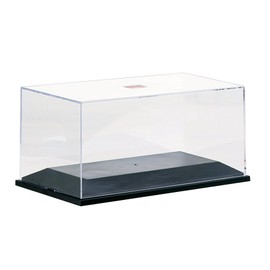 herpa 460118 – PKW Schaukasten 1:87, Vitrine für Modellautos, Showcase, Abdeckhaube, Staubdicht, Miniaturen, Modellbau, Kunststoff - Klar / Schwarz (Gr. L: 15.5 cm x 7.8 cm x 7.2 cm), Klein