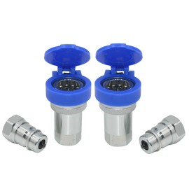 1/2'' Ag Hydraulic Tractor Quick Connect Couplers Hydraulic Quick Connect Couplings Replace NV 12 NPT M/F ISO7241-1A LSQ-S1-04 1/2'' NPT 2 Sets with Blue Dust Caps