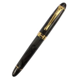Gullor 450 black marble fountain pen with gold clip, Caligraphy Fountain Pen, Bent Nib