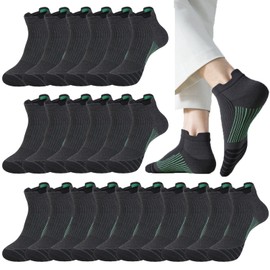 10 Pairs Athletic Ankle Socks for Men Breathable Low Cut Running Socks Cushioned Moisture Wicking for Sport Traveling (10Pairs Style1-Black)
