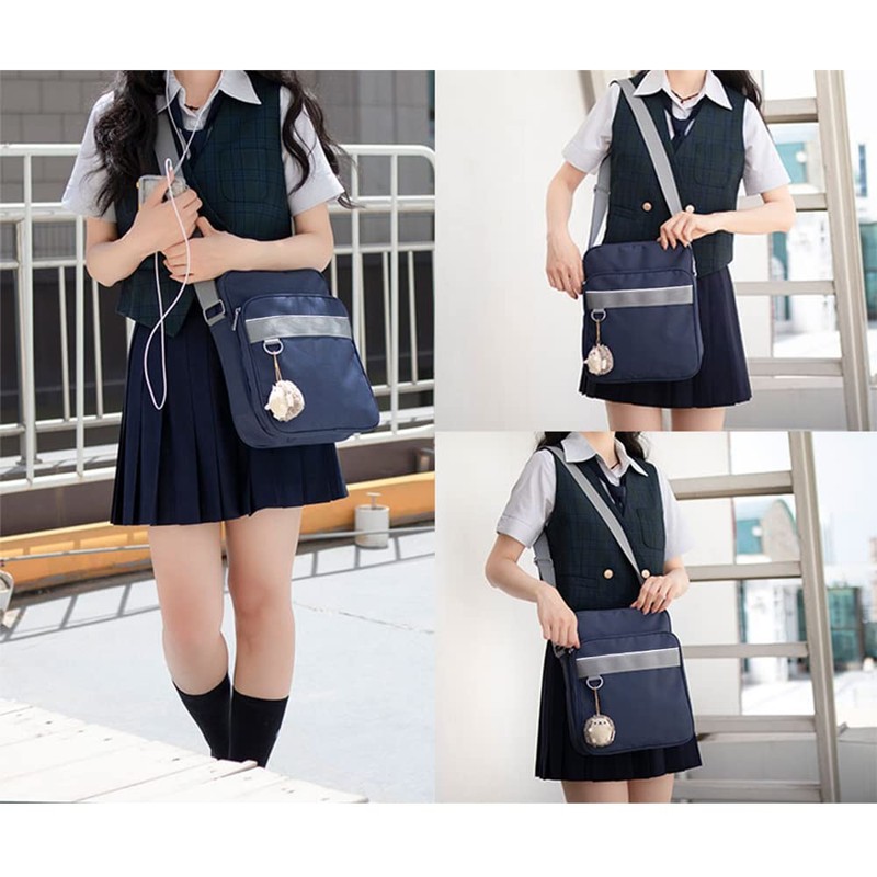 Eolluka School Bag, A4 Shoulder Bag, Nylon Bag, High School