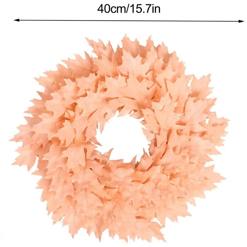 Christmas Door Wreath Artificial Hanging Garland Pink Maple Leaf Wreath