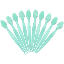 10 Pcs Lip Exfoliator Scrub Brush, Ooloveminso Silicone Lip Scrubber Exfoliating Brush, Soft Double-Side Lip Exfoliator Tool for Dark Lips, Lip Care and Beauty-Black