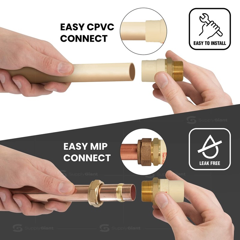 Supply Giant CSDQN336 Male x CPVC Adapter Transition Pipe Fitting