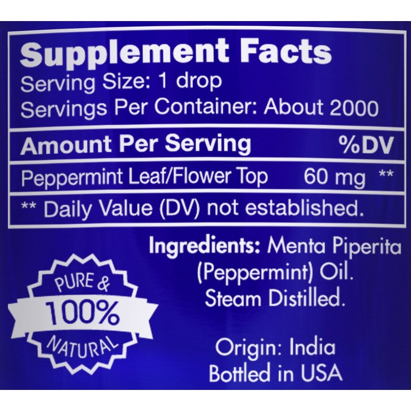 Peppermint Oil, Food Grade, Edible, for Digestion, IBS, Hair –