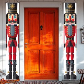 BlissYard Christmas Nutcracker Banner for Porch 30x71 Inch Red Black Soldier Door Sign Xmas Hanging Decoration for Front Door Outdoor Holiday Seasonal Wall Decor