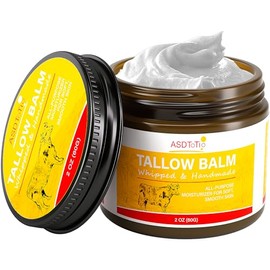 ASDToTio Bálsamo de sebo batido hecho a mano para el cuidado de la piel - Bálsamo multiusos de sebo de res alimentado con pasto totalmente natural, cr