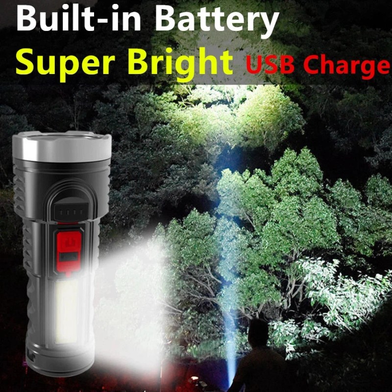 GEARGADGET LED Super Bright Flashlight Rechargeable Torch Tactical Lamp USB
