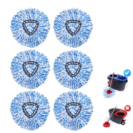 Wa.IE Jiemi Mop Replacement Heads - 6 Pack Microfiber Refill Heads Universal for O Cedar Spin Mop Triangle Shape (6pc-Blue)