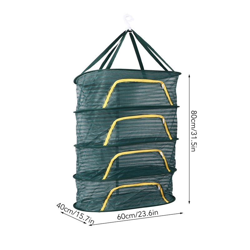 4 Layer Herb Drying Rack with U Shaped Zipper Dark