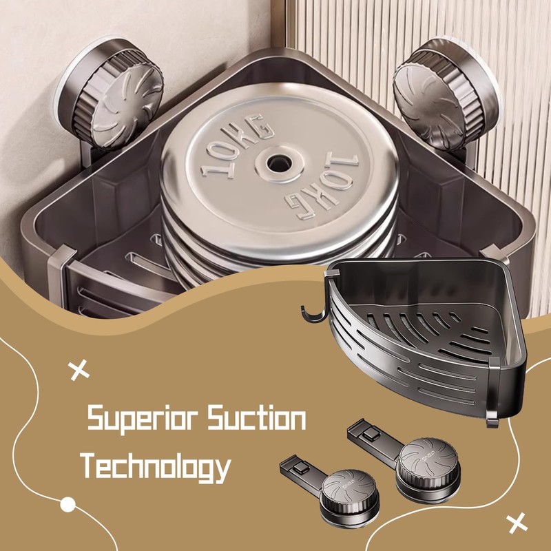 ZHIYUEJING 2-Tier Suction Cup Shower Caddy,No Drilling Required,Shower Suction Shelf,For