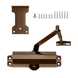 Baridwon Medium Classic Coffee Door Closer - Earth-Tone Finish for Cafes/Homes, Adjustable Hold Open & Quiet Auto Closure