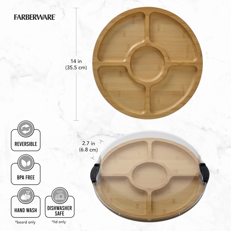 FARBERWARE Build-a-Board Cutting Board with Five Compartments and Clear Locking