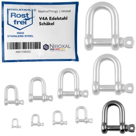 NietFullThings 2 pieces 13 mm stainless steel round shackles made of V4A short straight robust shape breaking load 9,000 kg shackle 13 x 46.5 mm