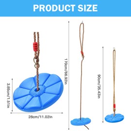 Outdoor Plate Swing, Children's Plate Swing with Platform, Outdoor Swing for Children up to 150 kg, Swing for Balance and Coordination (Blue)