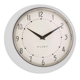 LS-LebenStil Vintage Metal Wall Clock Cream White 23 cm Kitchen Clock Office Clock Round Retro Nostalgia in Bedroom Hallway Office Kitchen Living Room Dining Room Quiet Silent No Ticking with Large