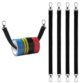 4 Black Electrical Tape Holders - Thong with Snap Hooks, Strap, Polyester Tape Holder Chain for Tool Belts, Pouch Bag, Tool Box & Construction