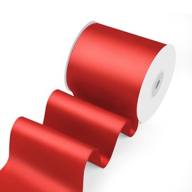 Isaspire 3" Width x 25 Yards Satin Fabric Ribbon, Red Ribbon Perfect for Wedding Car, Chair Sash, Grand Opening Ceremony, Big Bows, Embroidery, Floral Crafts, Party Decoration