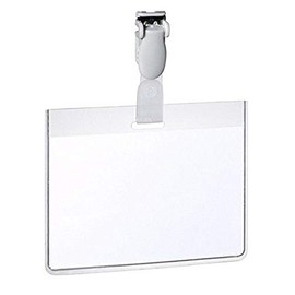 Durable Name Badge 60 x 90 mm with Plastic Clip Transparent | Pack of 25 Badges | Includes Blank Insert Cards | Ideal for Events and Visitor Management