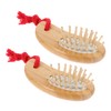 WOONEKY 2pcs Wooden Detangling Hairbrush for Boys and Girls Ergonomic