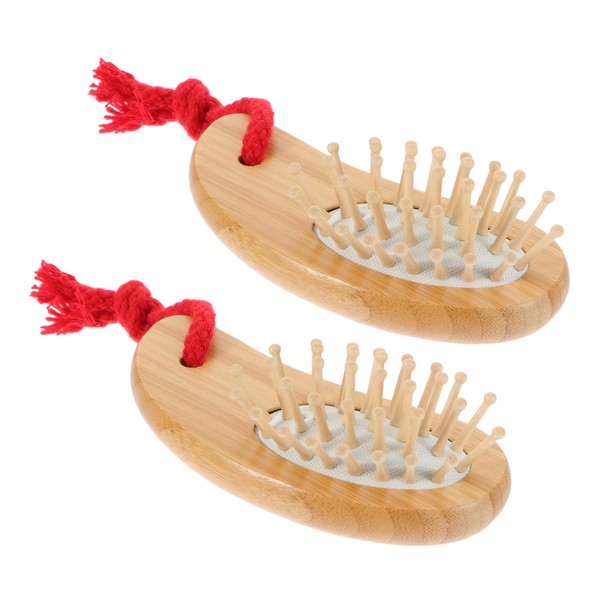 WOONEKY 2pcs Wooden Detangling Hairbrush for Boys and Girls Ergonomic