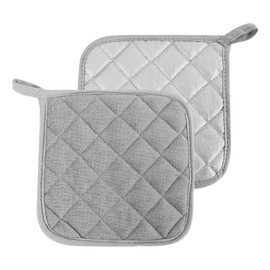 Cotton Pot Holders Kitchen Accessories Cookware Heat Resistant Washable Large Set of 2 (Light Grey)