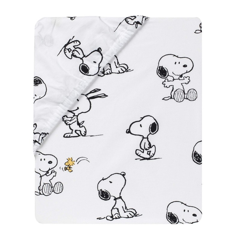 Lambs & Ivy Classic Snoopy 100% Cotton White/Black Fitted Baby