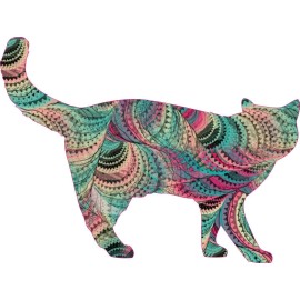 3in x 5in Right Facing Colorful Abstract Cat Sticker