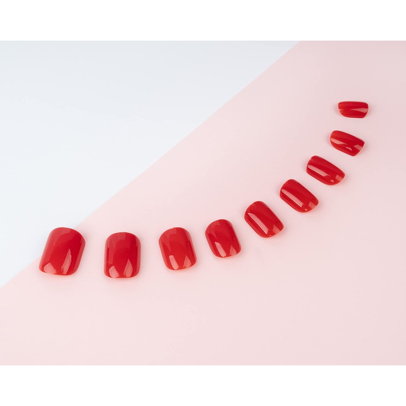 Invogue Square Shape 24 Nails Bright Red 25g