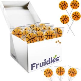 Fruidles Sports Ball Candy Basketball, Football, Soccer, and Baseball Lollipops, Individually Wrapped Sport - Brown (Pack of 24)