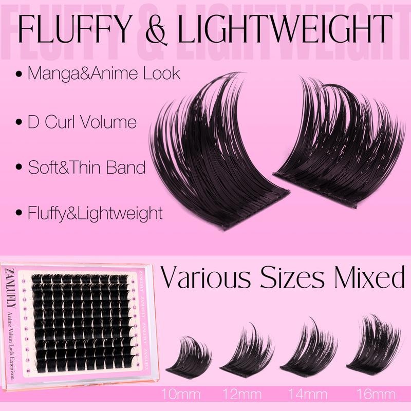 zanlufly Lash Clusters KIt D Curl Lash Extension Kit Volume