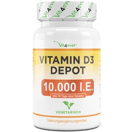 Vitamin D3 10.000 IU 365 Tablets, High Dosage, Daily Dose 1000 IU per Day (Every 10 Days), One Tablet of Vitamin D Every 10 Days - Vit4ever