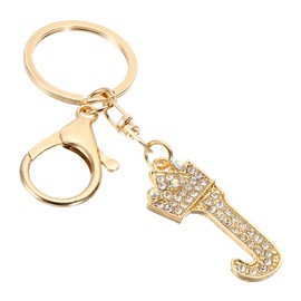 PATIKIL Initial Letter Keychain, Letter J Crown Design Charm with Crystal Diamonds Decorative Alphabet Pendants for Bag Backpack DIY Craft, Silver Tone