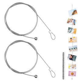 WUSJCOF Pack of 2 Photo Rope Photo Wire Rope Photos Hanging Photo Line with 35 Magnets Clips Photo Chain To Hang Pictures String of Photos Postcards (200 cm x 1.5 mm)