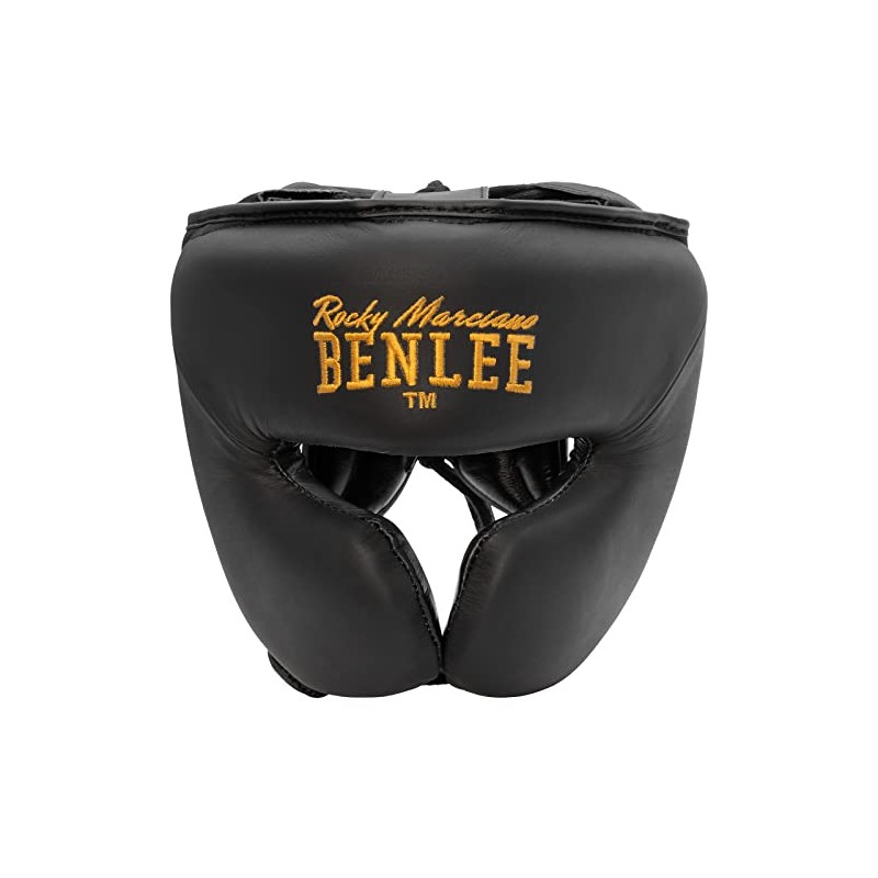 Benlee Berkley Leather Headguard, S/M, Black/Gold