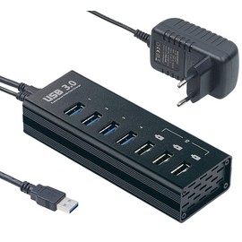 Xystec USB Charging Bar: Active USB 3.0 Hub with 4 Ports & 3 Fast Charging Ports (BC 1.2), 4A (USB Charging Hub, Hub with Quick Charge Function, Hard Drive Adapter)