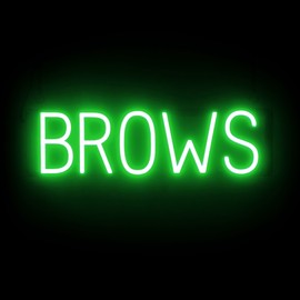 SpellBrite BROWS Sign | Neon Brows Sign Look, LED Light | 22.6" x 6.3" - Green