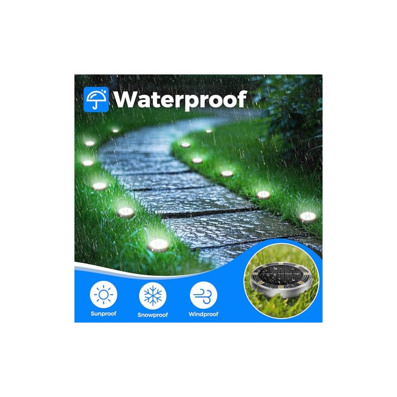 4 Packs Cool White Solar Ground Lights